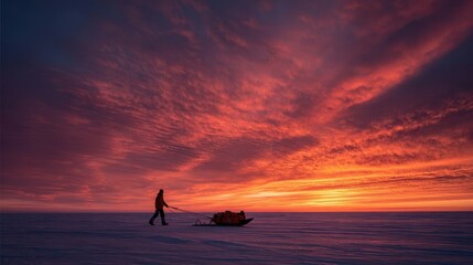 Fototapeta premium Arctic Trek at Sunrise