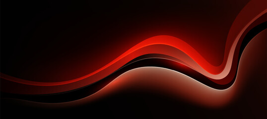 Abstract Red glow curve lines on dark background