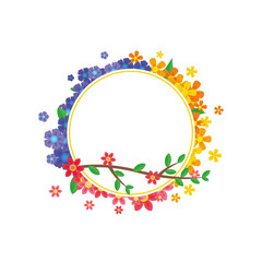 Colorful floral vector art illustration frame with birds