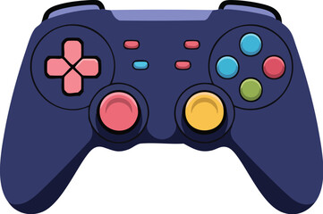 Video game controller vector illustration with joystick and buttons isolated on white background