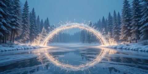 Winter s Embrace A Sparkling Pathway Over a Serene and Icy Landscape