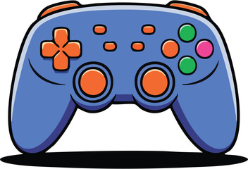 Video game controller vector illustration with joystick and buttons isolated on white background