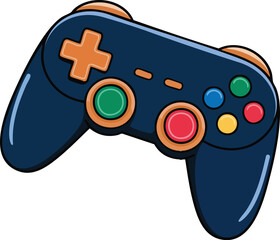 Video game controller vector illustration with joystick and buttons isolated on white background