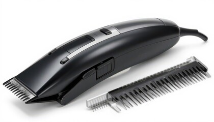  Hair Trimmer with Comb Hair Clipper with a Comb Attachment, Isolated on White, Professional Barber Tool, Functional Design