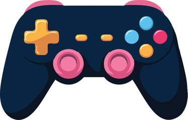 Video game controller vector illustration with joystick and buttons isolated on white background