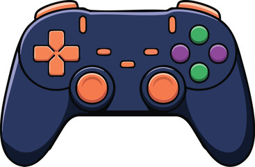 Video game controller vector illustration with joystick and buttons isolated on white background