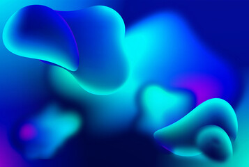 Blue Neon Fluid Gradient Abstract Background with Glowing Blobs