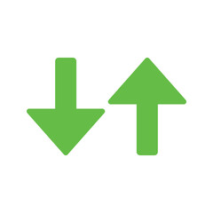 Percent arrow icon. Growth, increase, decrease arrow filled icons. Up arrows, down arrows. Vector