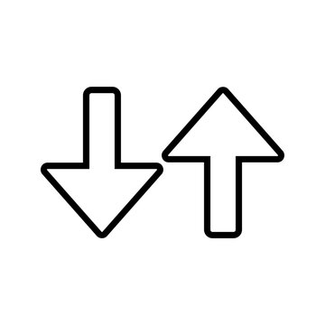 Percent arrow icon. Growth, increase, decrease arrow filled icons. Up arrows, down arrows. Vector