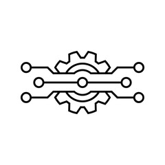 Technology gear concept business logo template design. Cogwheel mechanic sign. Computer network SEO icon. Search engine optimization. Vector illustration