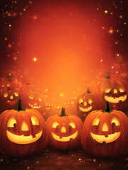 Fototapeta premium Glowing Jack O Lanterns Halloween Background pumpkin 2