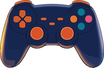 Video game controller vector illustration with joystick and buttons isolated on white background