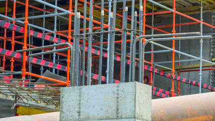 To make a big building, they use a special frame to make a strong base. You can see the inside of a...