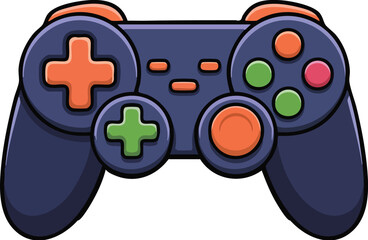 Video game controller vector illustration with joystick and buttons isolated on white background