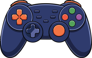 Video game controller vector illustration with joystick and buttons isolated on white background