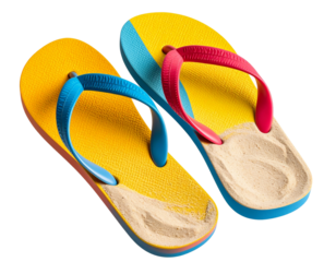 Flip Flops Pair with Sand Texture, Side View PNG
