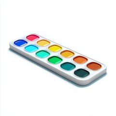 3D Watercolor Paint Palette with Bright Colors