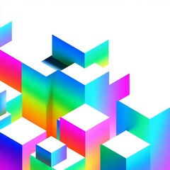 3D Geometric Gradient Blocks in Neon Colors