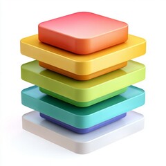 3D Stacked Colorful App Icons in Layers