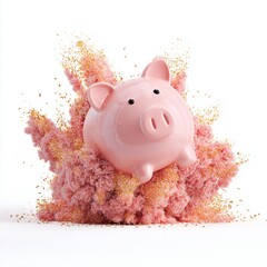3D Piggy Bank Explosion with Color Burst