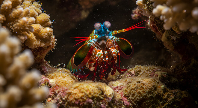 Mantis shrimp

Underwater

Marine life

Coral

Ocean

Crustacean

Colorful

Exotic

Wildlife

Reef

Vivid

Predator

Eyes

Macro photography