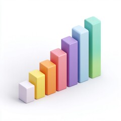 3D Colorful Bar Chart Showing Growth