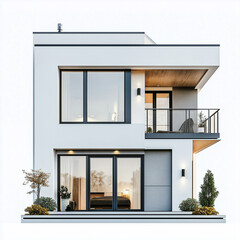 Modern twostory house with a balcony and minimalist architectural design