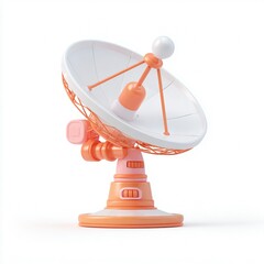 3D Orange Satellite Dish for Signal Transmission