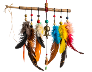 Cat Toy Feather Wand with Bell, Diagonal PNG