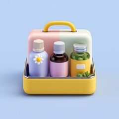 3D Yellow Box with Skincare and Bath Products