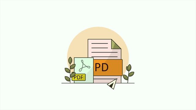 Animation video of PDF file document illustration, PDF video animation