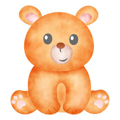 Watercolor Illustration Set of Safari Animals and Nature Elements. Cute baby safari animal faces vector illustration. Watercolor Illustration Woodland Animals and Nature Elements