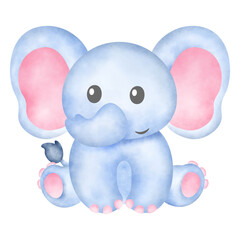 Watercolor Illustration Set of Safari Animals and Nature Elements. Cute baby safari animal faces vector illustration. Watercolor Illustration Woodland Animals and Nature Elements