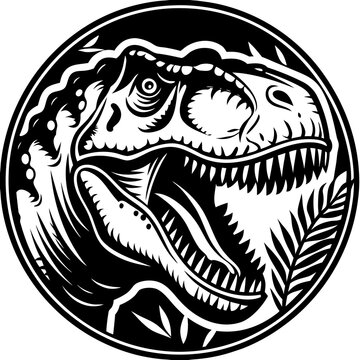 T-Rex Dinosaur Badge &ndash; Prehistoric Jungle Vector Illustration Emblem