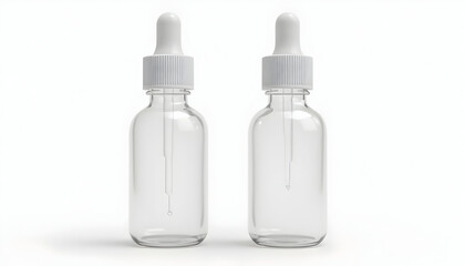 Clear Glass Dropper Bottles for Liquid on White