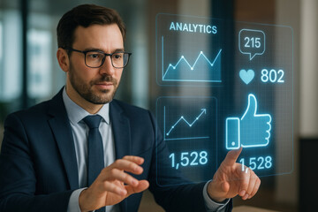 Businessman Analyzing Social Media Data - Photo