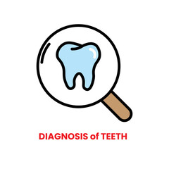 Diagnosis of Teeth icon, dental care, vector illustration, filled style, best used for web