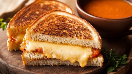 Golden Grilled Cheese Sandwich with Tomato Soup