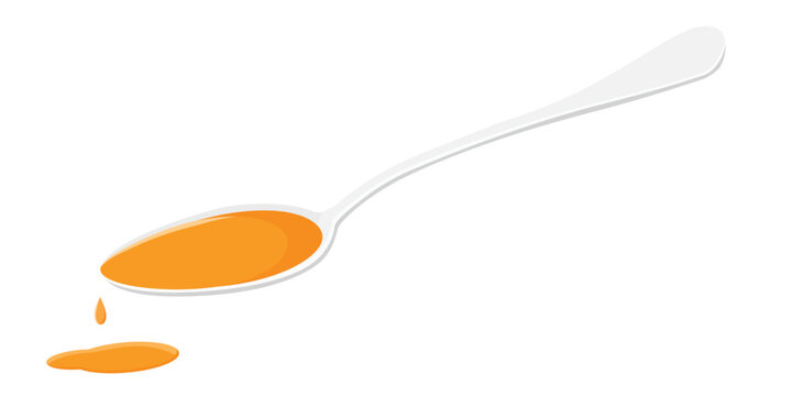 Metal tea spoon, tablespoon with liquid medicine, syrup, honey