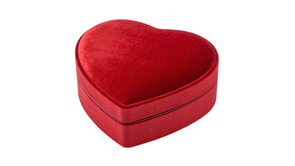 Elegant Red Heart-Shaped Box With a Soft Velvet Texture on transparent background