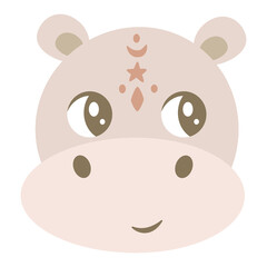Cute animal faces clipart. cartoon flat style. Vector illustration
