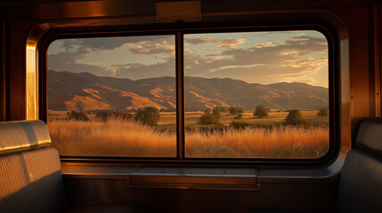 Golden Hour Train Journey: Scenic Sunset View