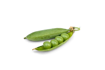 green peas isolated on white background.