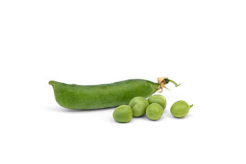 green peas isolated on white background.