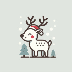 vector illustration of reindeer celebrating christmas