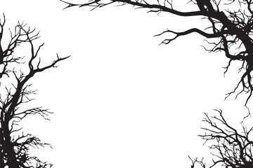 Fototapeta premium Bare tree branches silhouette against a black and white sky hint at winter's stark beauty