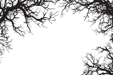 Fototapeta premium Black and white silhouette of bare tree branches, perfect for a nature or winter design illustration