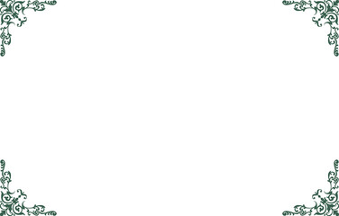 Elements of ornate vintage frames. Border green on white classic calligraphy swirls, floral. Design print for greeting cards, wedding invitations, restaurant menu, royal certificates. Set 582  © asesidea