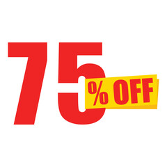 75% off discount sticker. Special offer price tag, sale banner, promotional label