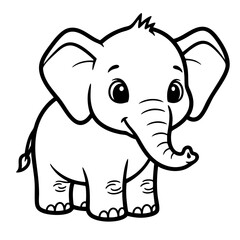 Cute Elephant Outline SVG Vector Graphic